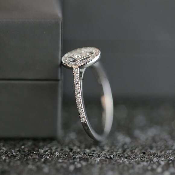 💎 925 Silver Plated Lovely Pave Double Layer Rhombus Ring for Women,VIP088 - Picture 4 of 7